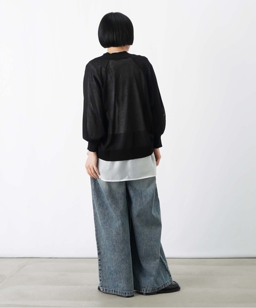 LUCA/LADY LUCK LUCA(ルカ/レディラックルカ)の「LC/LLL 天竺7分袖ニットボレロ(カーディガン/ボレロ・レディース・グレー/ブラック・FREE)」の6枚目の写真