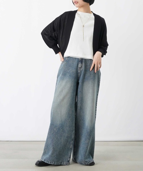 LUCA/LADY LUCK LUCA(ルカ/レディラックルカ)の「LC/LLL 天竺7分袖ニットボレロ(カーディガン/ボレロ・レディース・グレー/ブラック・FREE)」の8枚目の写真