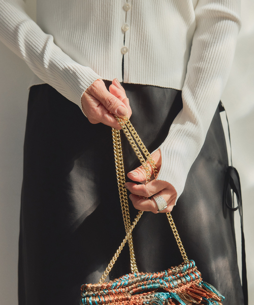 VERMEIL par iena（ヴェルメイユパーイエナ）の「RIB Vネックカーディガン（カーディガン/ボレロ・レディース・ブラック/ホワイト・FREE）」の17枚目の写真