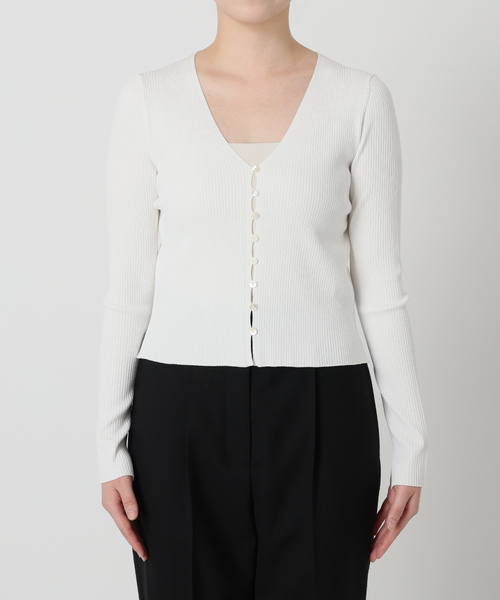 VERMEIL par iena（ヴェルメイユパーイエナ）の「RIB Vネックカーディガン（カーディガン/ボレロ・レディース・ブラック/ホワイト・FREE）」の15枚目の写真