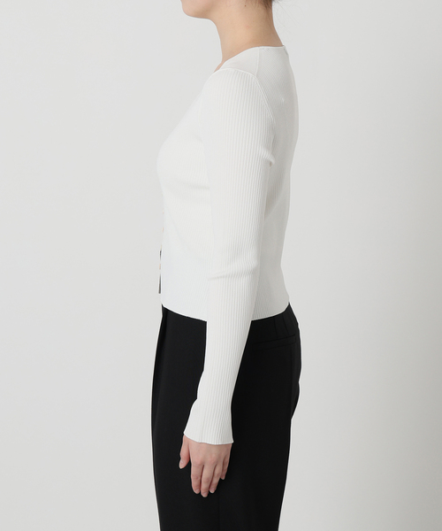 VERMEIL par iena（ヴェルメイユパーイエナ）の「RIB Vネックカーディガン（カーディガン/ボレロ・レディース・ブラック/ホワイト・FREE）」の14枚目の写真