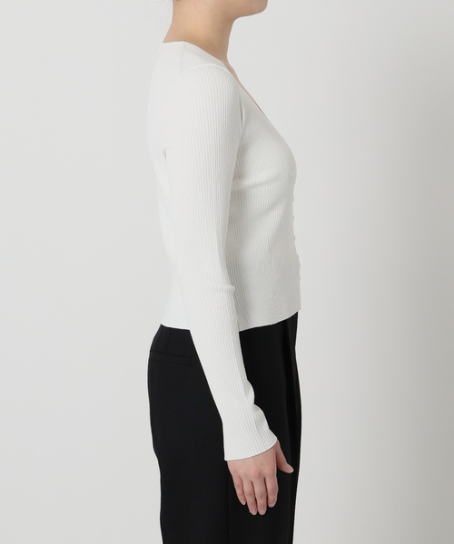 VERMEIL par iena（ヴェルメイユパーイエナ）の「RIB Vネックカーディガン（カーディガン/ボレロ・レディース・ブラック/ホワイト・FREE）」の12枚目の写真