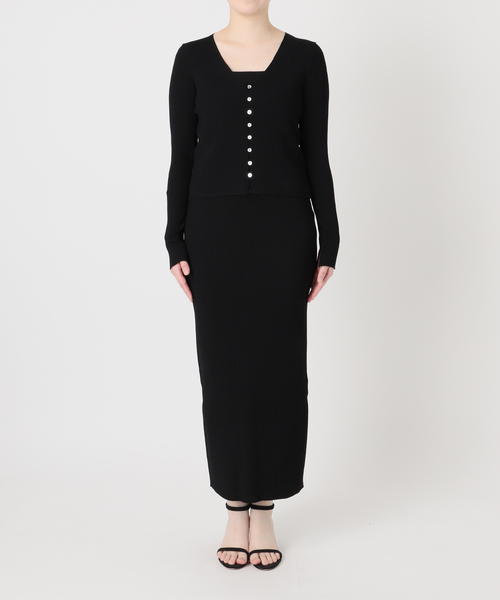 VERMEIL par iena（ヴェルメイユパーイエナ）の「RIB Vネックカーディガン（カーディガン/ボレロ・レディース・ブラック/ホワイト・FREE）」の3枚目の写真