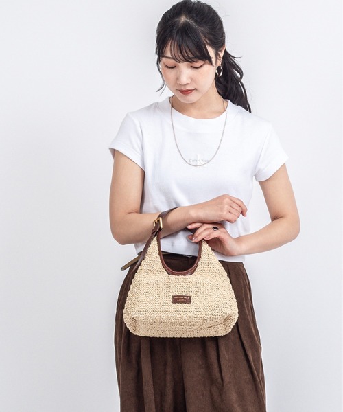 CHRISTIAN VILLA】ストローマクラメバッグ ハンドバッグ 本革（かご
