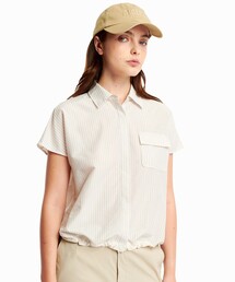 AIGLE | 吸水速乾 クールマックス  ウーブンストライプシャツ / 裾ドローコード(シャツ/ブラウス)