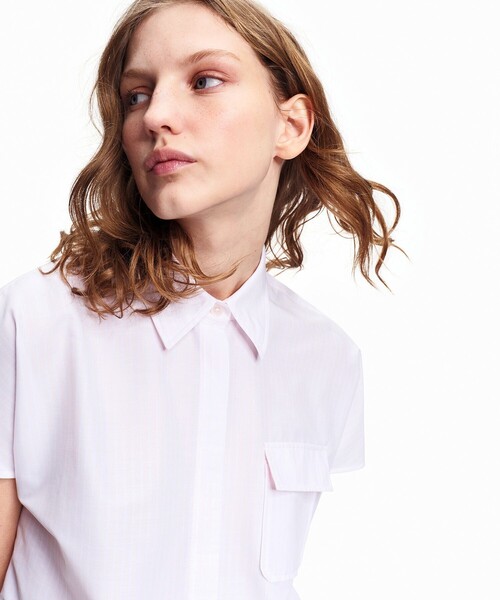 AIGLE（エーグル）の「吸水速乾 クールマックス  ウーブンストライプシャツ / 裾ドローコード（シャツ/ブラウス・レディース・ブラック/ピンク/ホワイト・S/M/L）」の9枚目の写真