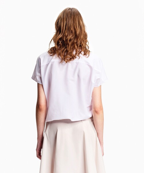 AIGLE（エーグル）の「吸水速乾 クールマックス  ウーブンストライプシャツ / 裾ドローコード（シャツ/ブラウス・レディース・ブラック/ピンク/ホワイト・S/M/L）」の13枚目の写真