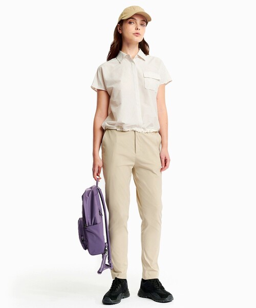 AIGLE（エーグル）の「吸水速乾 クールマックス  ウーブンストライプシャツ / 裾ドローコード（シャツ/ブラウス・レディース・ブラック/ピンク/ホワイト・S/M/L）」の17枚目の写真