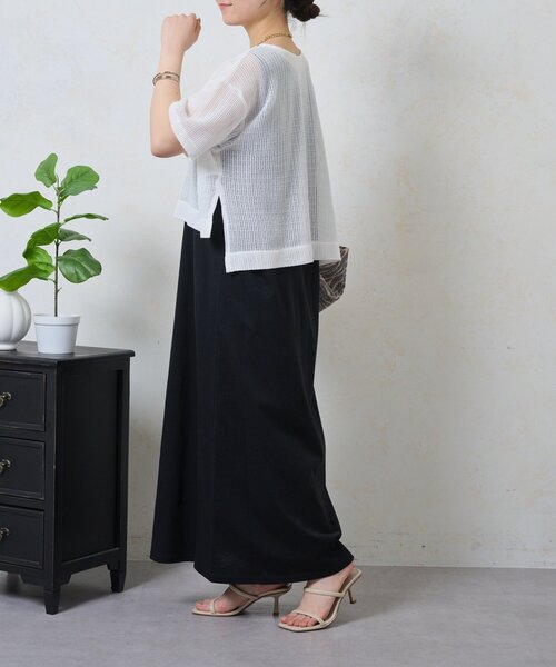 Jena espace merveilleux（ジェナ　エスパスメルヴェイユ）の「メッシュセットワンピ（ワンピース・レディース・ブラック/オフホワイト・FREE）」の3枚目の写真