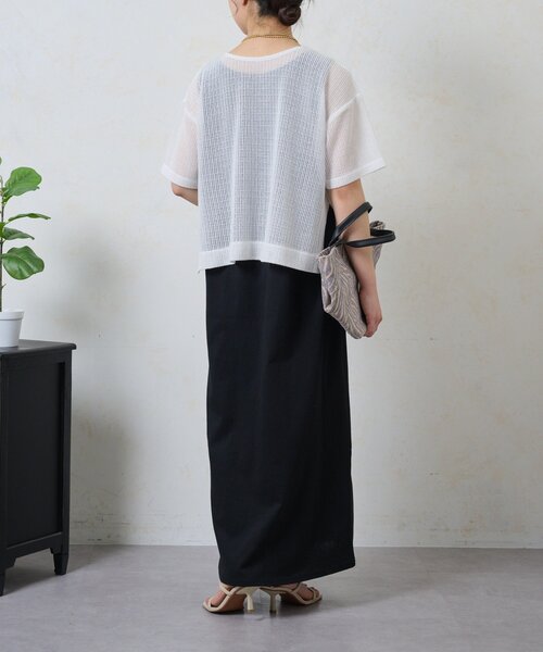 Jena espace merveilleux（ジェナ　エスパスメルヴェイユ）の「メッシュセットワンピ（ワンピース・レディース・ブラック/オフホワイト・FREE）」の4枚目の写真