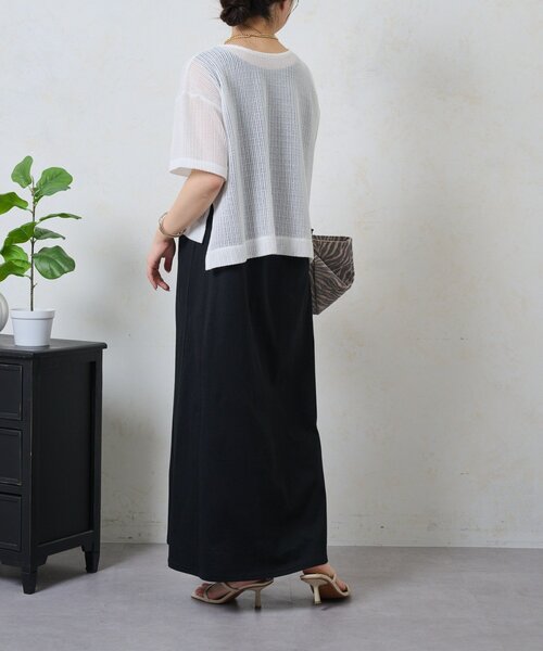 Jena espace merveilleux（ジェナ　エスパスメルヴェイユ）の「メッシュセットワンピ（ワンピース・レディース・ブラック/オフホワイト・FREE）」の5枚目の写真