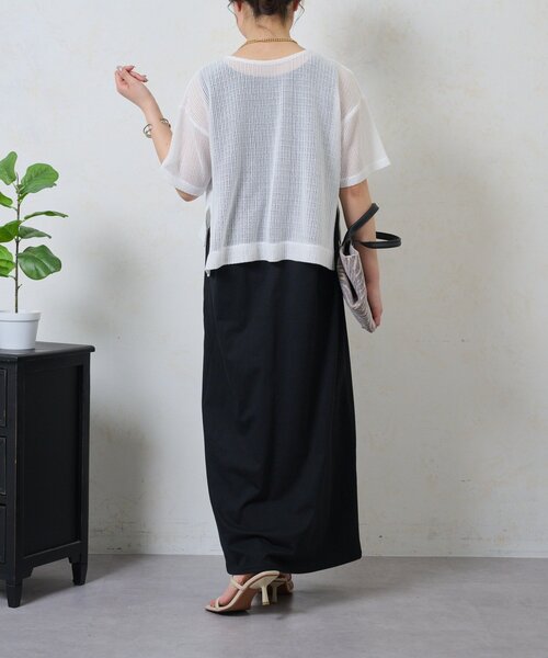 Jena espace merveilleux（ジェナ　エスパスメルヴェイユ）の「メッシュセットワンピ（ワンピース・レディース・ブラック/オフホワイト・FREE）」の7枚目の写真