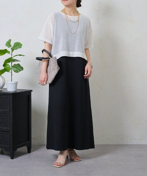 Jena espace merveilleux（ジェナ　エスパスメルヴェイユ）の「メッシュセットワンピ（ワンピース・レディース・ブラック/オフホワイト・FREE）」の9枚目の写真