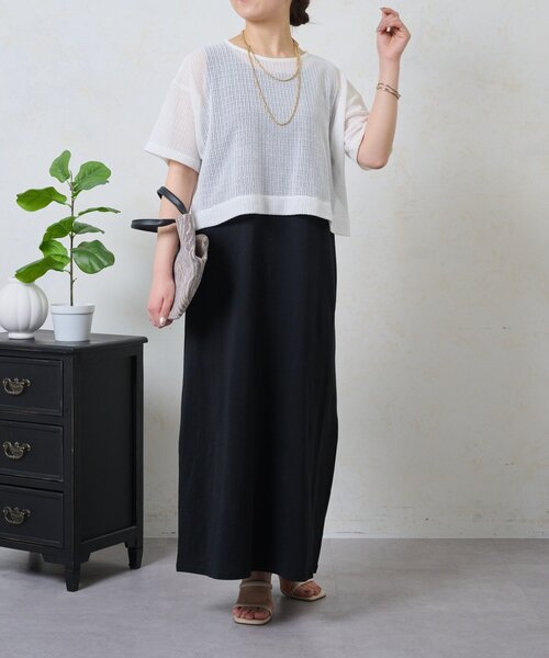 Jena espace merveilleux（ジェナ　エスパスメルヴェイユ）の「メッシュセットワンピ（ワンピース・レディース・ブラック/オフホワイト・FREE）」の10枚目の写真