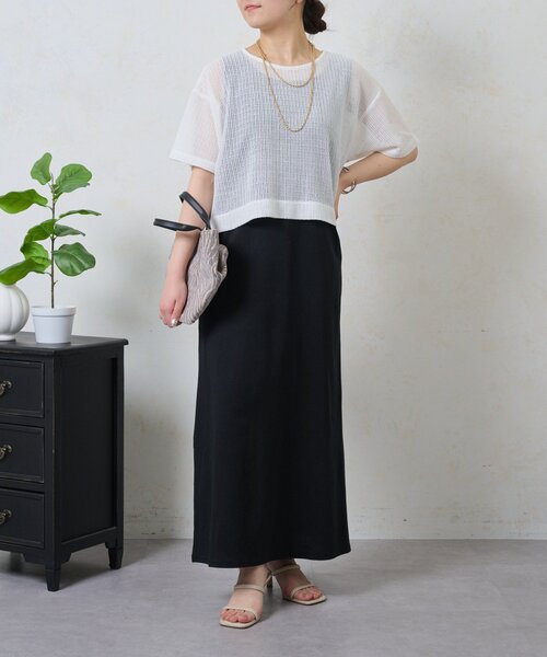 Jena espace merveilleux（ジェナ　エスパスメルヴェイユ）の「メッシュセットワンピ（ワンピース・レディース・ブラック/オフホワイト・FREE）」の11枚目の写真