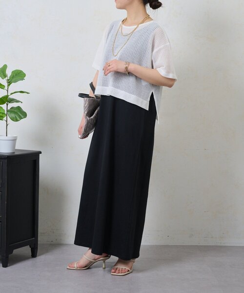 Jena espace merveilleux（ジェナ　エスパスメルヴェイユ）の「メッシュセットワンピ（ワンピース・レディース・ブラック/オフホワイト・FREE）」の12枚目の写真