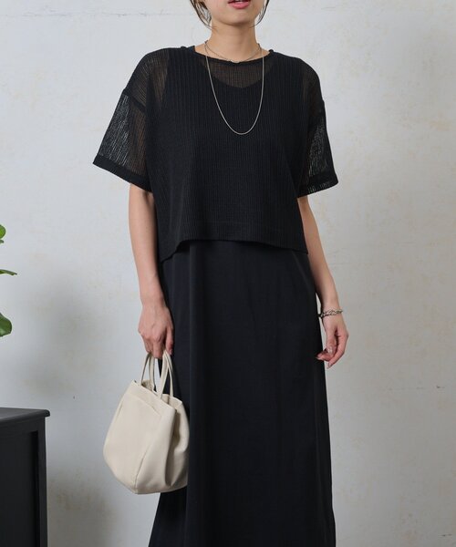 Jena espace merveilleux（ジェナ　エスパスメルヴェイユ）の「メッシュセットワンピ（ワンピース・レディース・ブラック/オフホワイト・FREE）」の14枚目の写真