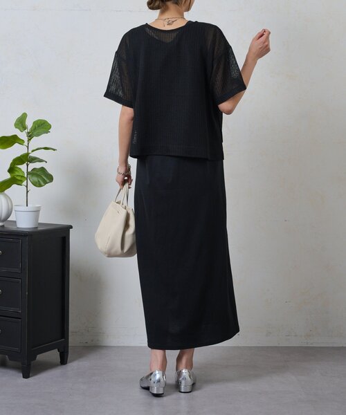 Jena espace merveilleux（ジェナ　エスパスメルヴェイユ）の「メッシュセットワンピ（ワンピース・レディース・ブラック/オフホワイト・FREE）」の16枚目の写真