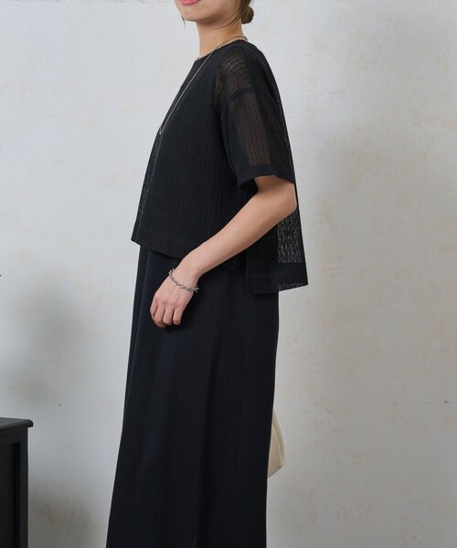 Jena espace merveilleux（ジェナ　エスパスメルヴェイユ）の「メッシュセットワンピ（ワンピース・レディース・ブラック/オフホワイト・FREE）」の20枚目の写真