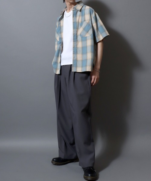ANPAS(アンパス)の「Ombre Check Short-Sleeve Shirt / オンブレチェック 半袖シャツ メンズ トップス(シャツ/ブラウス・メンズ・ブラック/ブラウン/ブルー・LL/L/M)」の20枚目の写真