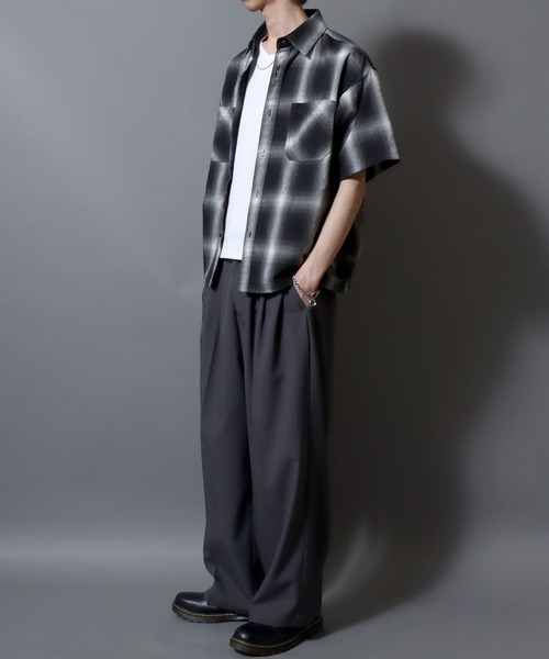 ANPAS(アンパス)の「Ombre Check Short-Sleeve Shirt / オンブレチェック 半袖シャツ メンズ トップス(シャツ/ブラウス・メンズ・ブラック/ブラウン/ブルー・LL/L/M)」の9枚目の写真
