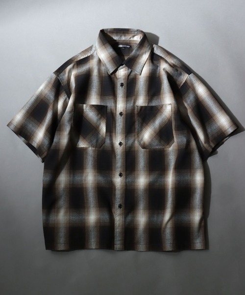 ANPAS(アンパス)の「Ombre Check Short-Sleeve Shirt / オンブレチェック 半袖シャツ メンズ トップス(シャツ/ブラウス・メンズ・ブラック/ブラウン/ブルー・LL/L/M)」の12枚目の写真