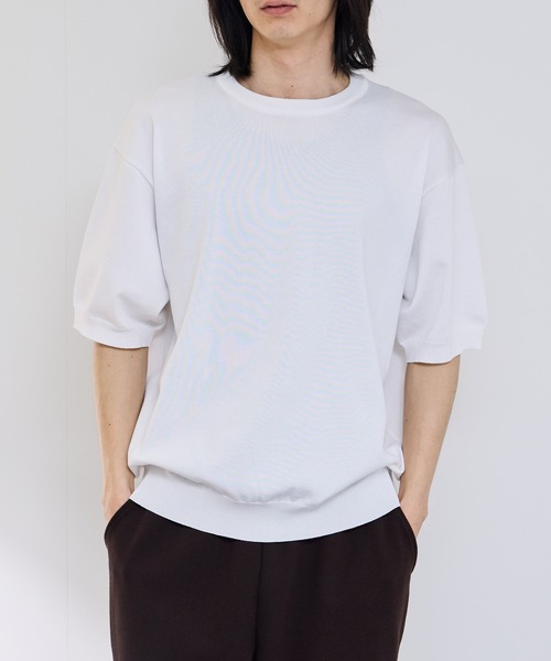 URBAN COLLECTION(アーバンコレクション)の「URBAN COLECTION 綿タッチニットTシャツ(ニット/セーター・メンズ・ホワイト/ブラック/グレー・S/M/L/XL)」の1枚目の写真