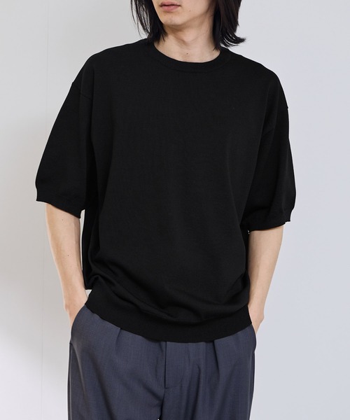 URBAN COLLECTION(アーバンコレクション)の「URBAN COLECTION 綿タッチニットTシャツ(ニット/セーター・メンズ・ホワイト/ブラック/グレー・S/M/L/XL)」の2枚目の写真