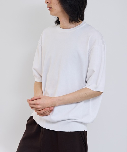 URBAN COLLECTION(アーバンコレクション)の「URBAN COLECTION 綿タッチニットTシャツ(ニット/セーター・メンズ・ホワイト/ブラック/グレー・S/M/L/XL)」の18枚目の写真