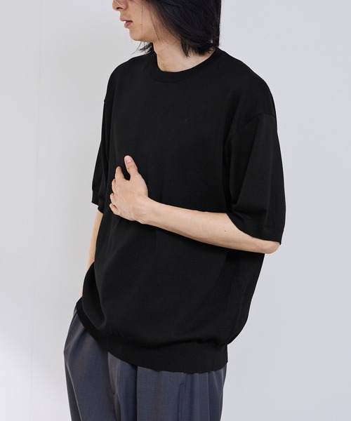 URBAN COLLECTION(アーバンコレクション)の「URBAN COLECTION 綿タッチニットTシャツ(ニット/セーター・メンズ・ホワイト/ブラック/グレー・S/M/L/XL)」の8枚目の写真