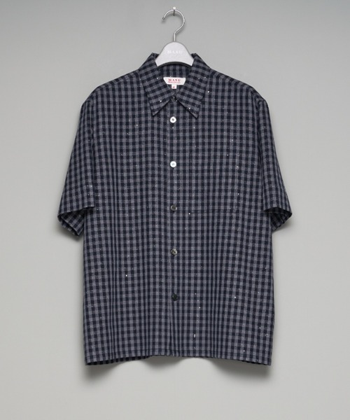 トップス MASU SPARKLING PLAID HALF SLEEVE SHIRT M A S U】SPARKLING PLAID HALF SLEEVE SHIRT（シャツ/ブラウス