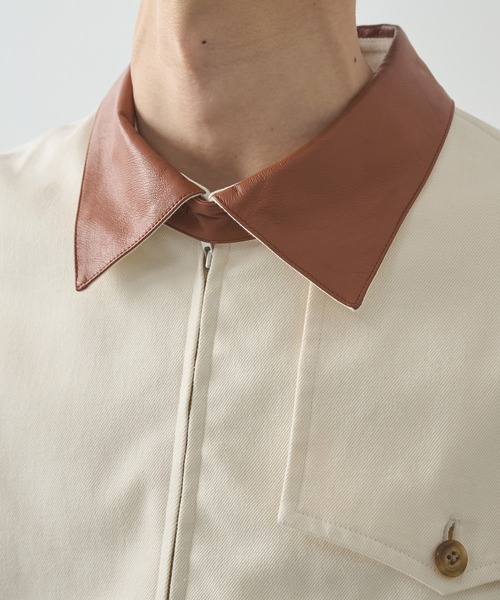 IRENISA(イレニサ)の「【irenisa/イレニサ】別注 LEATHER-COLLAR GUNFLAP ZIP BLOUSON(ブルゾン・メンズ・ナチュラル・2/3/4)」の5枚目の写真