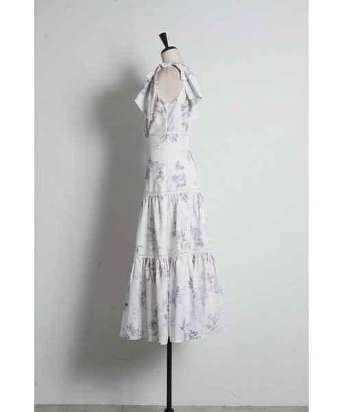 tocco closet(トッコ クローゼット)の「肩リボン付きハシゴレースティアード切り替えカシュクールワンピース(ワンピース・レディース・ネイビー/ラベンダー/ピンク・M)」の12枚目の写真