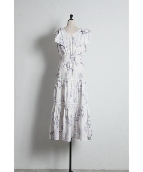tocco closet(トッコ クローゼット)の「肩リボン付きハシゴレースティアード切り替えカシュクールワンピース(ワンピース・レディース・ネイビー/ラベンダー/ピンク・M)」の11枚目の写真