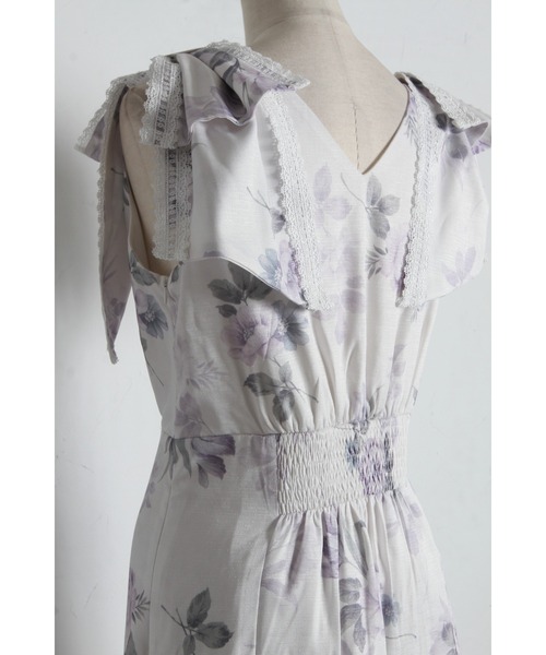tocco closet(トッコ クローゼット)の「肩リボン付きハシゴレースティアード切り替えカシュクールワンピース(ワンピース・レディース・ネイビー/ラベンダー/ピンク・M)」の10枚目の写真