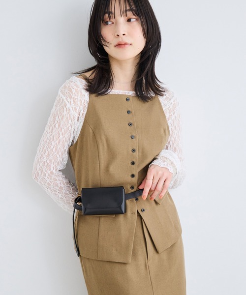 VIS(ビス)の「サマーツィードボタンアップキャミトップス/セットアップ対応(その他トップス・レディース・オフホワイト/ベージュ系その他/チャコールグレー・FREE)」の21枚目の写真