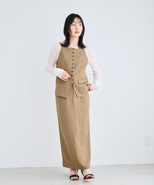 VIS(ビス)の「サマーツィードボタンアップキャミトップス/セットアップ対応(その他トップス・レディース・オフホワイト/ベージュ系その他/チャコールグレー・FREE)」の16枚目の写真