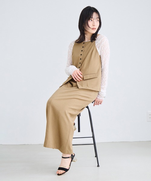 VIS(ビス)の「サマーツィードボタンアップキャミトップス/セットアップ対応(その他トップス・レディース・オフホワイト/ベージュ系その他/チャコールグレー・FREE)」の17枚目の写真