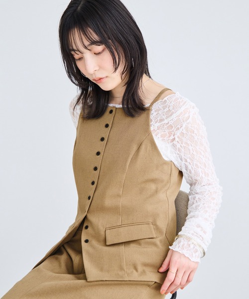 VIS(ビス)の「サマーツィードボタンアップキャミトップス/セットアップ対応(その他トップス・レディース・オフホワイト/ベージュ系その他/チャコールグレー・FREE)」の18枚目の写真