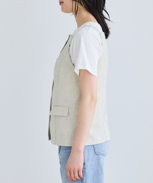 VIS(ビス)の「サマーツィードボタンアップキャミトップス/セットアップ対応(その他トップス・レディース・オフホワイト/ベージュ系その他/チャコールグレー・FREE)」の14枚目の写真