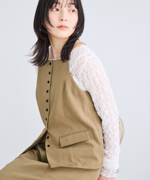 VIS(ビス)の「サマーツィードボタンアップキャミトップス/セットアップ対応(その他トップス・レディース・オフホワイト/ベージュ系その他/チャコールグレー・FREE)」の19枚目の写真