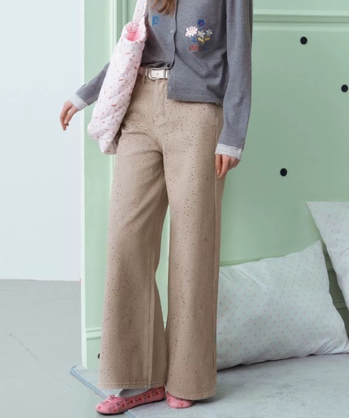 CHUN CHUN NOTES(チュンチュンノーツ)の「26SS/ラインストーンデザインワイドデニムパンツ(デニムパンツ・レディース・ベージュ/ブルー・L/M/S)」の20枚目の写真