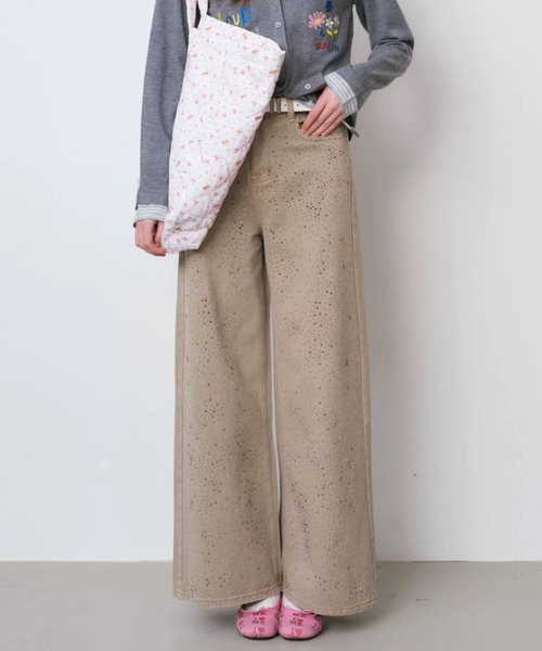CHUN CHUN NOTES(チュンチュンノーツ)の「26SS/ラインストーンデザインワイドデニムパンツ(デニムパンツ・レディース・ベージュ/ブルー・L/M/S)」の21枚目の写真