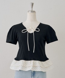 裾ドットフリルＴシャツ