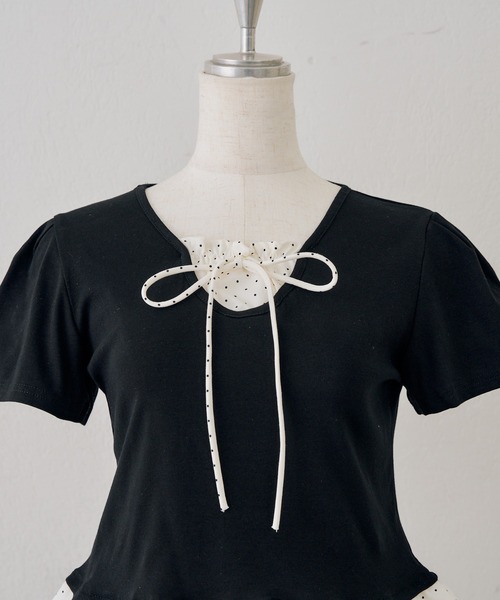 Another Branch olive des olive（アナザーブランチオリーブデオリーブ）の「裾ドットフリルＴシャツ（Tシャツ/カットソー・レディース・ピンク/ネイビー/イエロー/ブラック・FREE）」の10枚目の写真