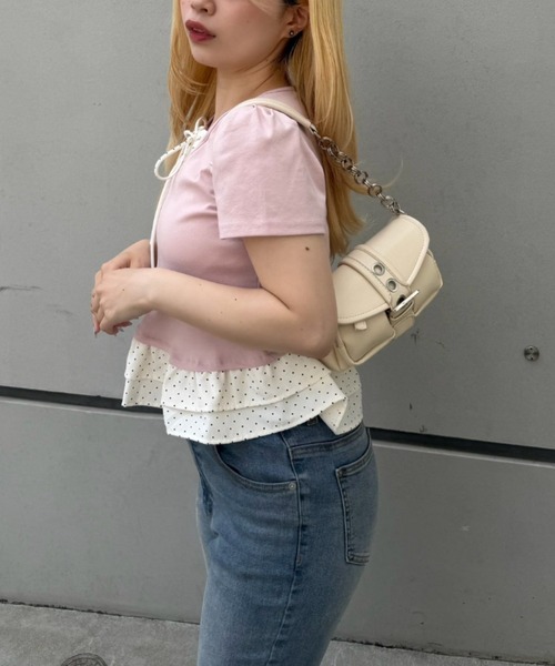 Another Branch olive des olive（アナザーブランチオリーブデオリーブ）の「裾ドットフリルＴシャツ（Tシャツ/カットソー・レディース・ピンク/ネイビー/イエロー/ブラック・FREE）」の18枚目の写真