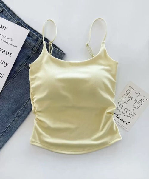 Ritzy(リッツィー)の「6色展開 カップ付きシンプル色 キャミソール(キャミソール・レディース・ブルー/ブラック/パープル/ホワイト/イエロー/グリーン/ピンク・FREE)」の11枚目の写真