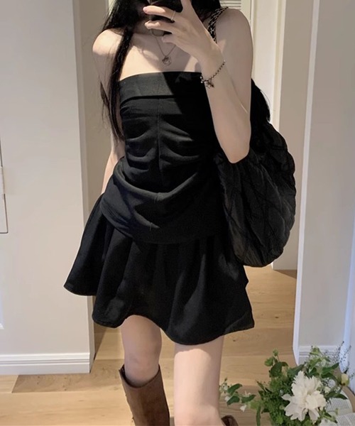 GLAMOROUS JANE（グラマラスジェーン）の「ベアトップ×スカパン　2点セットアップ（セットアップ・レディース・ブラック/カーキ・M/L）」の4枚目の写真