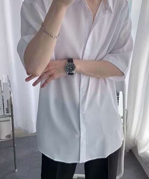 B.R.U(ブル)の「オーバーサイズ半袖シャツ(シャツ/ブラウス・メンズ・ホワイト/ブラック/グレー・LARGE/MEDIUM)」の13枚目の写真