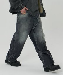 MAISON MINED（メゾンミネド）の「FRONT BACK UNBALANCE WLAP DENIM PANTS（デニムパンツ）」